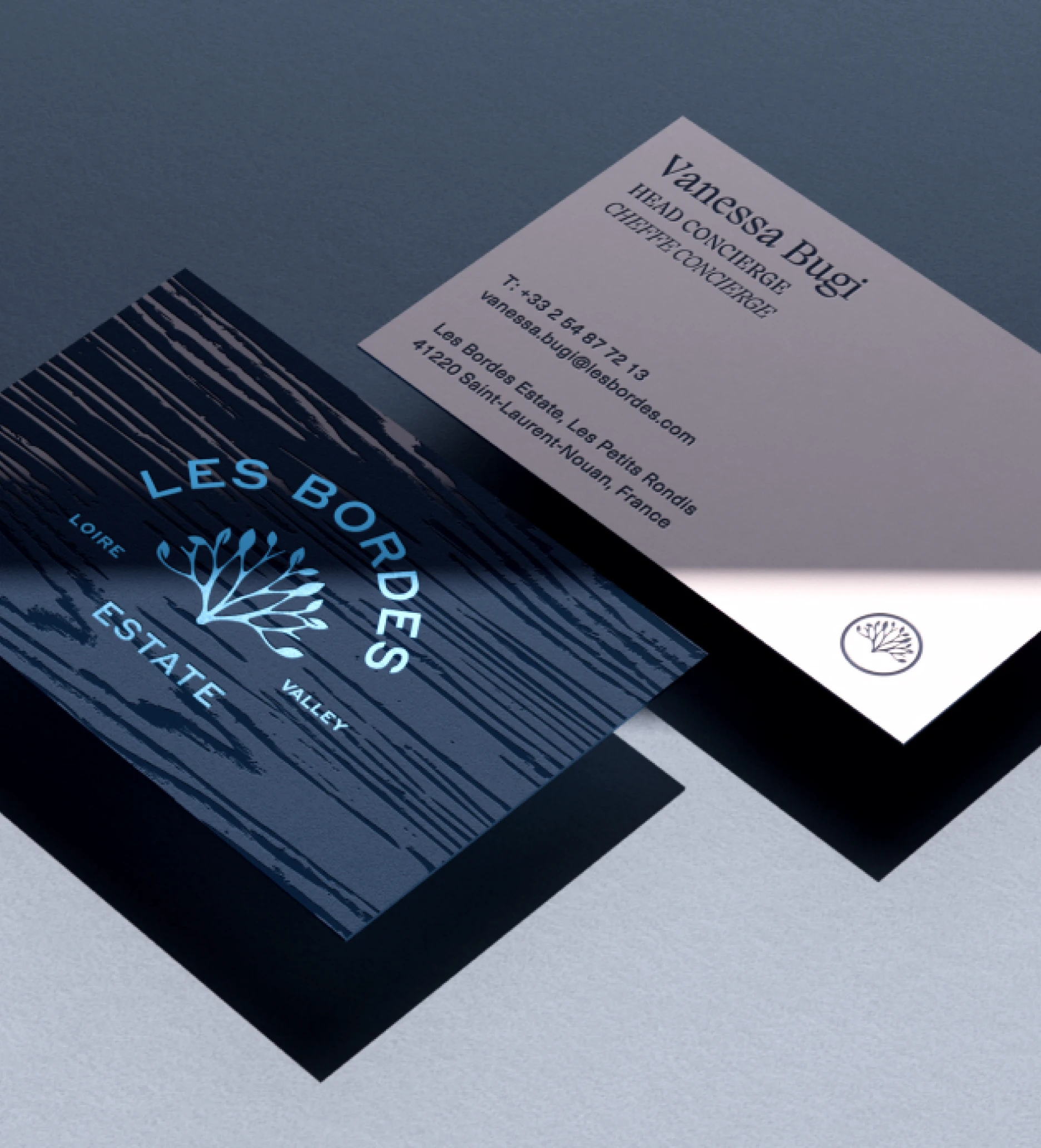 Les Bordes business card stationery design by Allis Studio