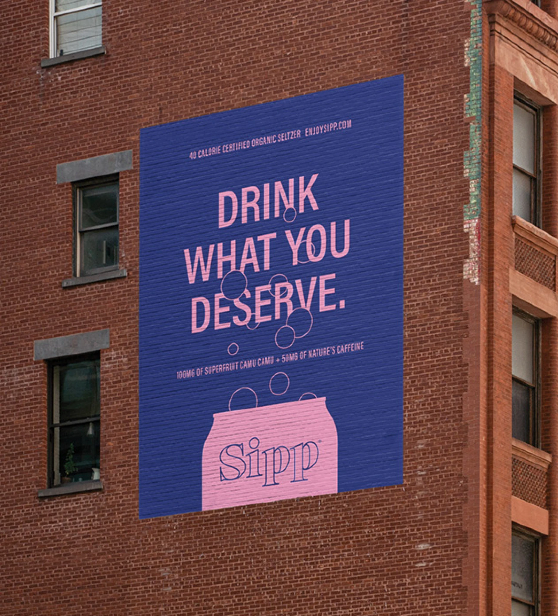 Sipp out-of-home advertising poster design on urban brick wall