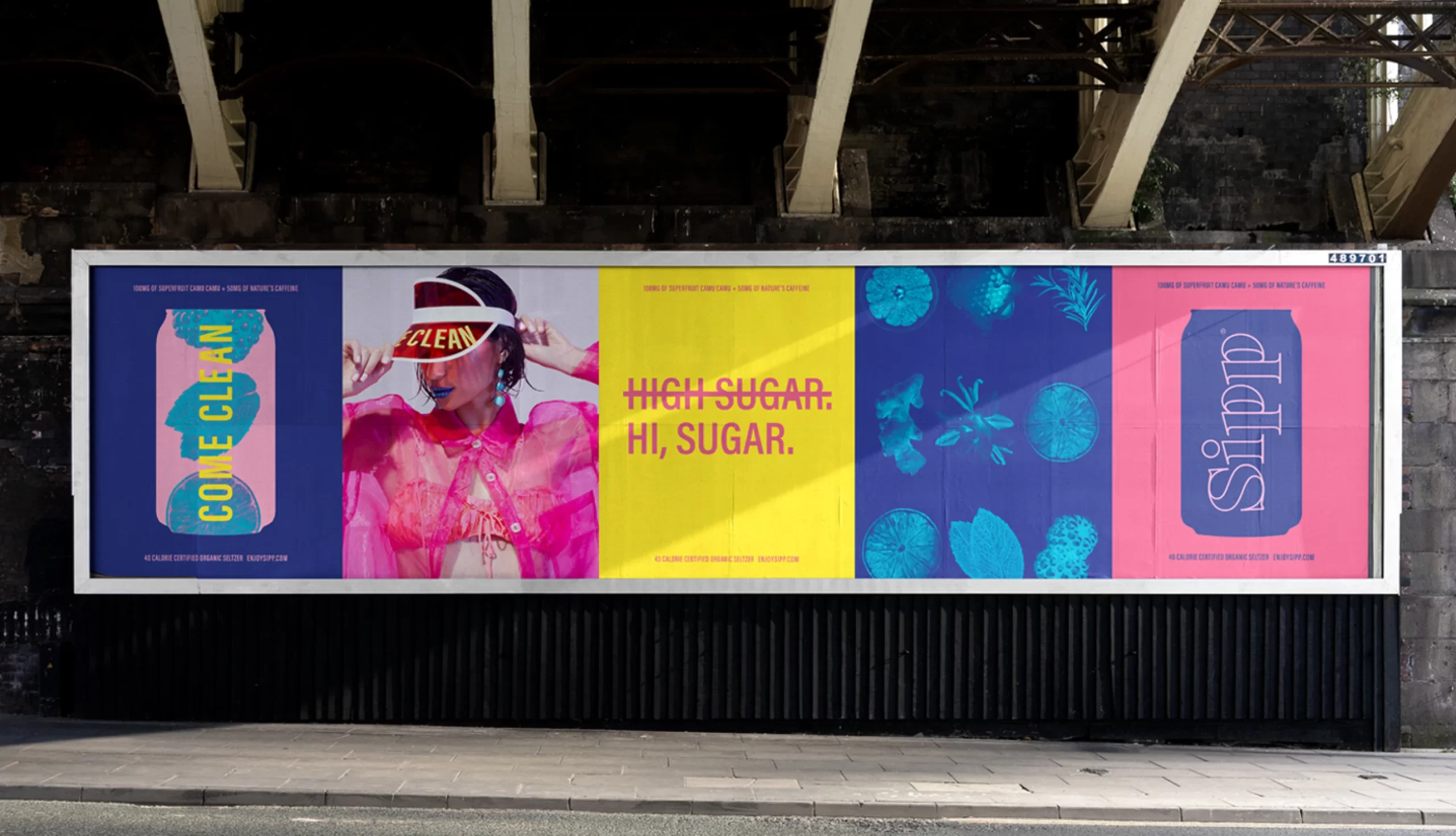 Colorful Sipp out-of-home advertising poster designs on street